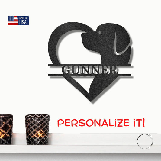 Dog Love Monogram Personalized Indoor Outdoor Steel Wall Sign Art - Mallard Moon Gift Shop