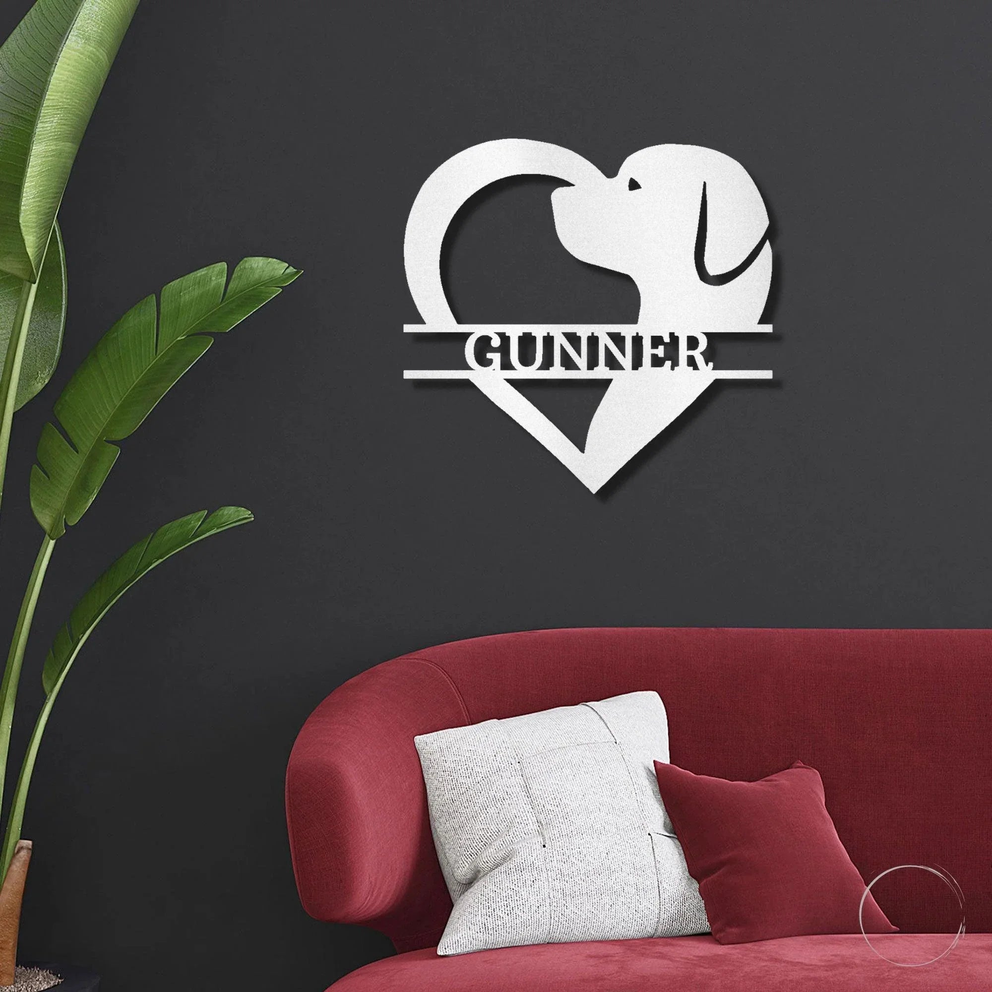 Dog Love Monogram Personalized Indoor Outdoor Steel Wall Sign Art