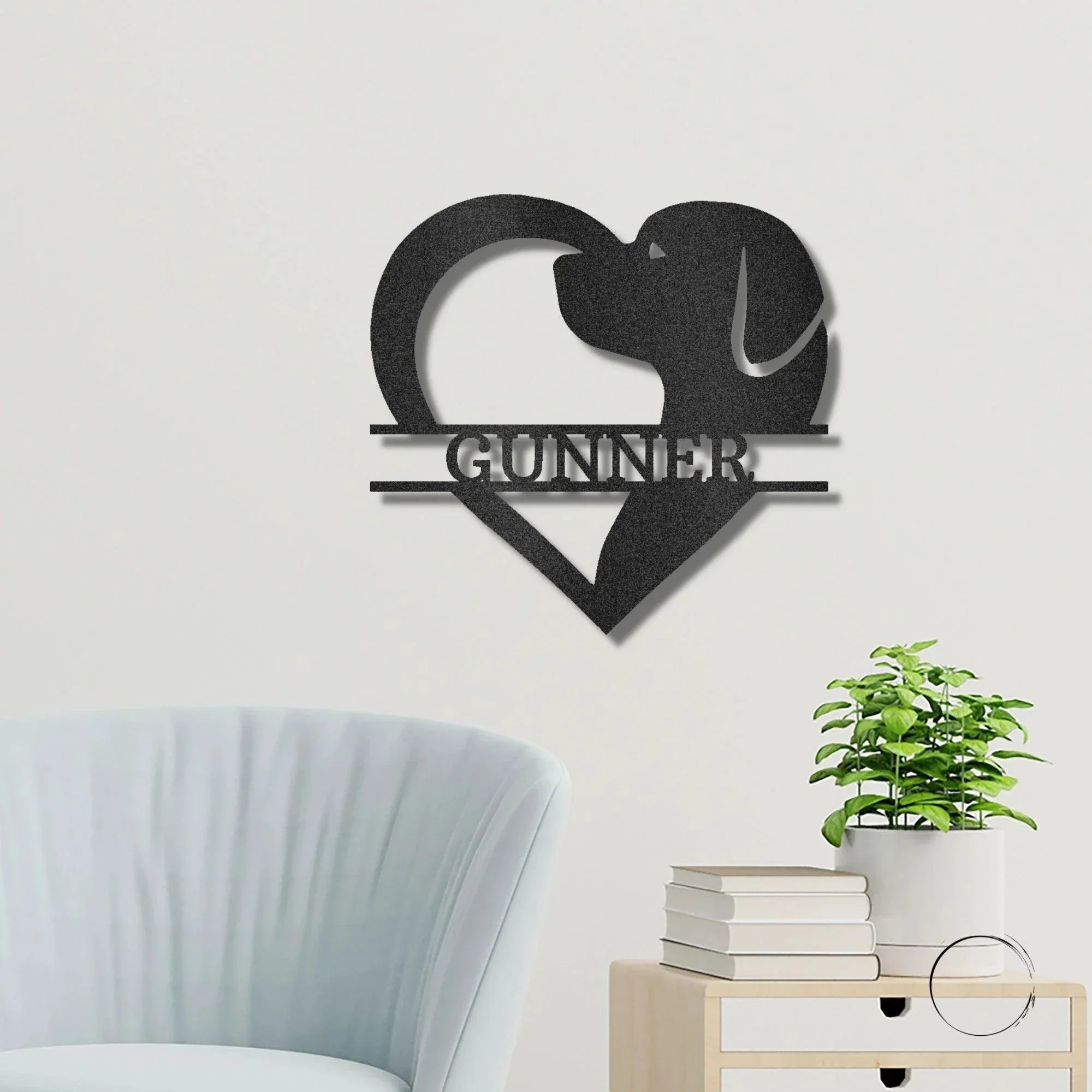 Dog Love Monogram Personalized Indoor Outdoor Steel Wall Sign Art