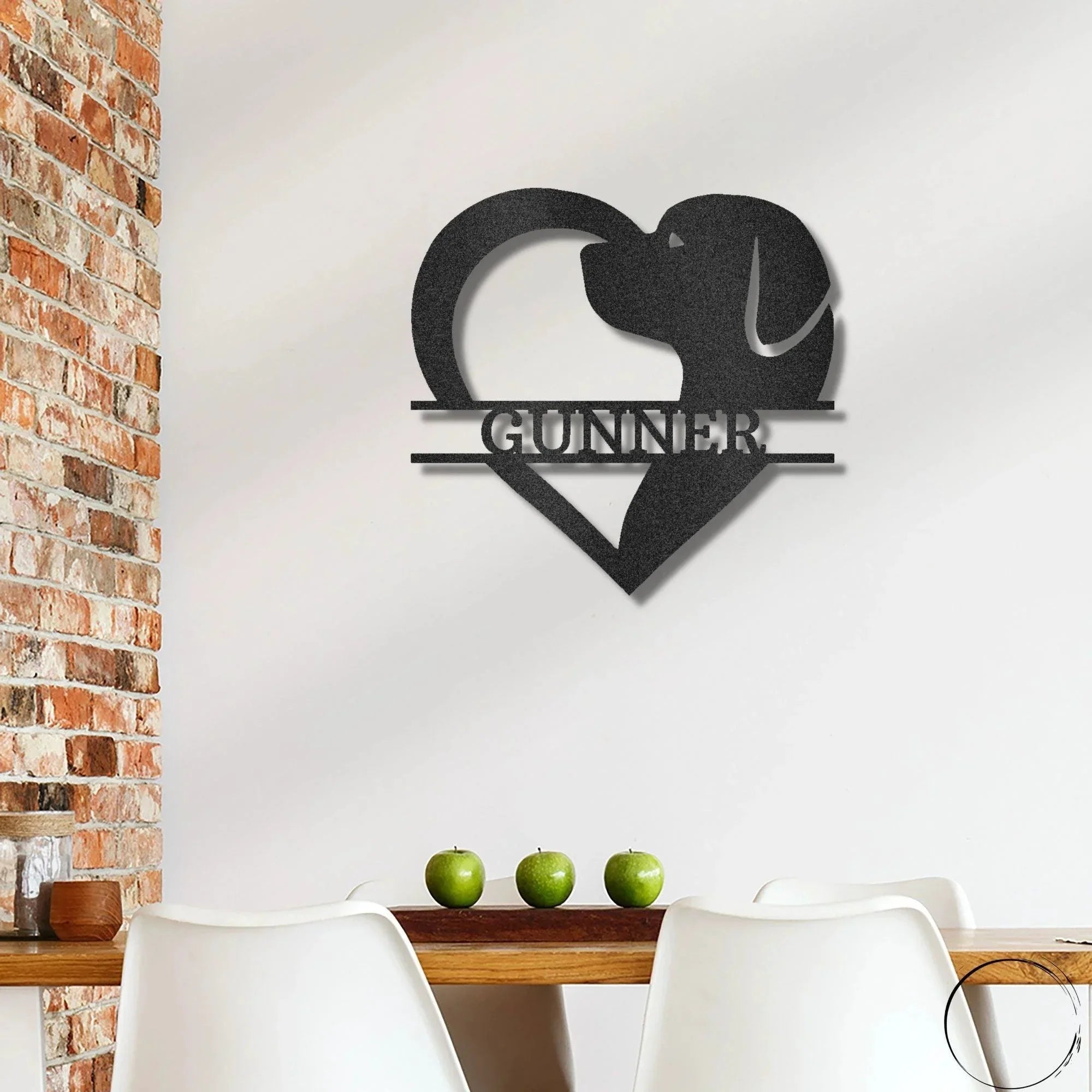 Dog Love Monogram Personalized Indoor Outdoor Steel Wall Sign Art