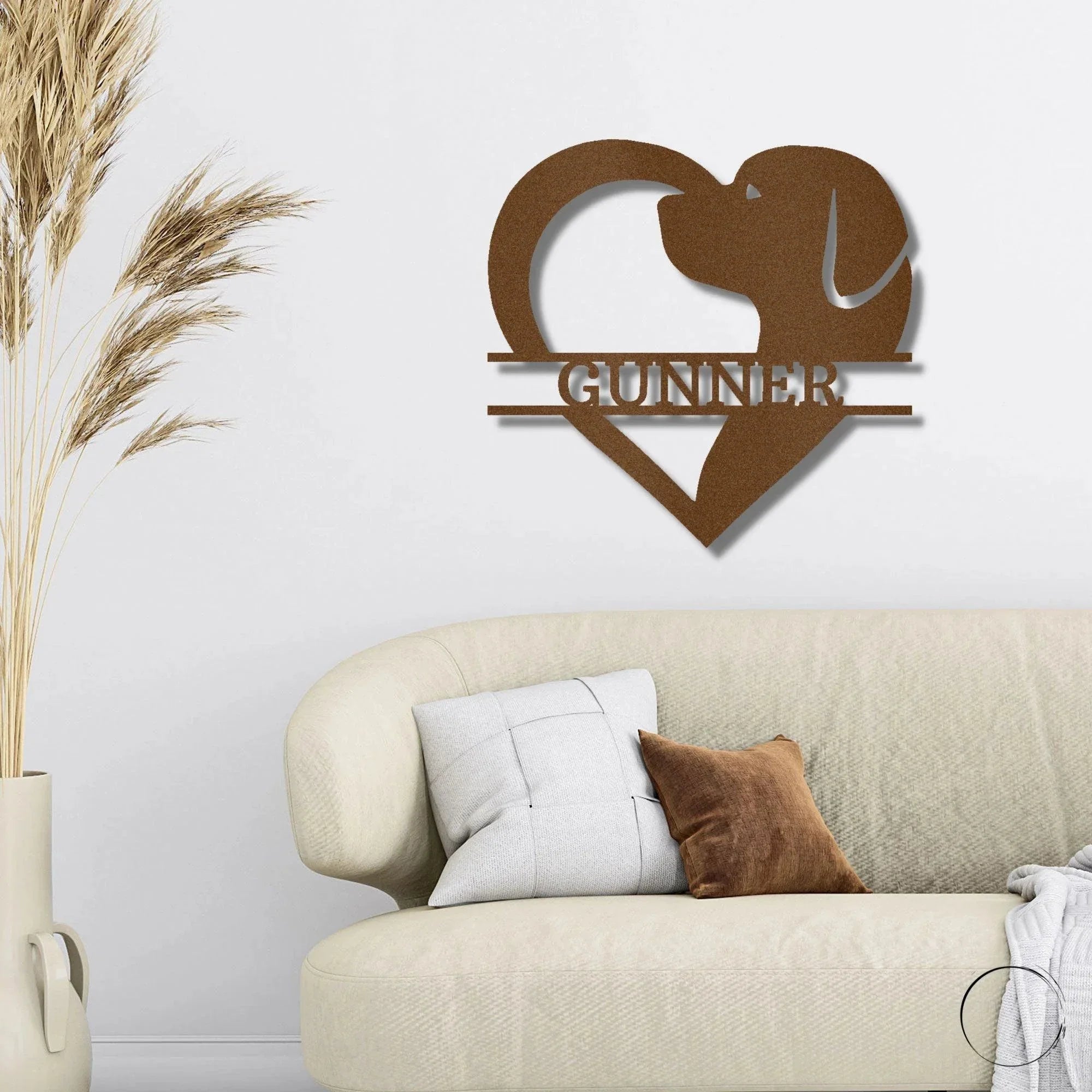 Dog Love Monogram Personalized Indoor Outdoor Steel Wall Sign Art