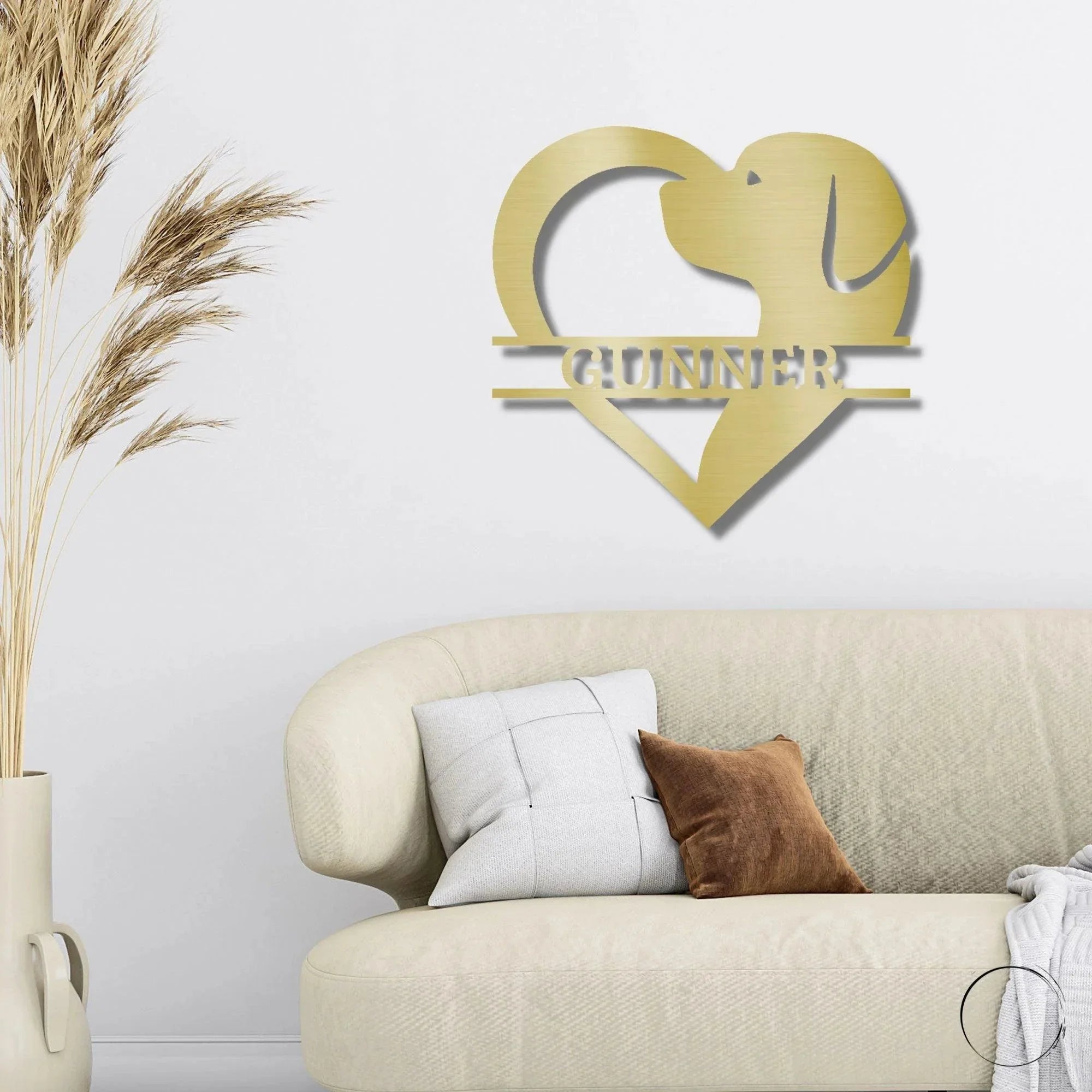 Dog Love Monogram Personalized Indoor Outdoor Steel Wall Sign Art