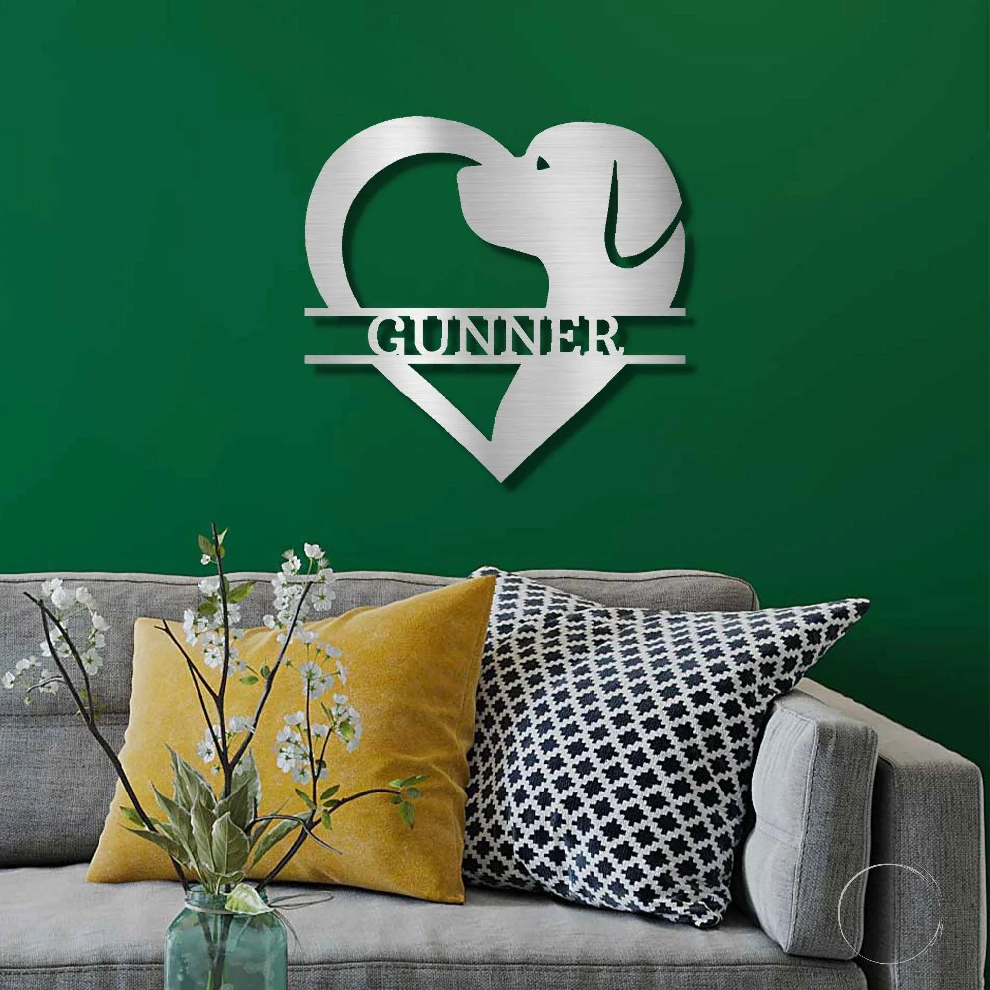 Dog Love Monogram Personalized Indoor Outdoor Steel Wall Sign Art