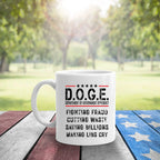 D.O.G.E. Coffee Mug – Funny Conservative Political Gift – Fighting Fraud, Cutting Waste, Saving Billions – 11oz & 15oz White Ceramic Cup