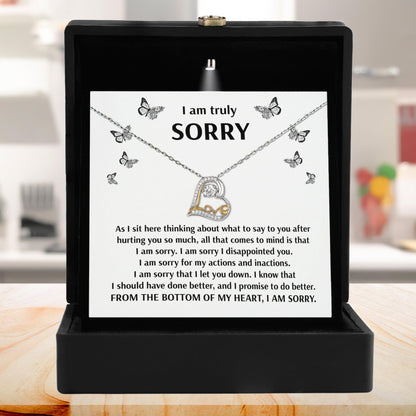 Apology Gift for Girlfriend, Wife, Soulmate - Sorry, Done Better - Love Dancing Heart Pendant Necklace - Mallard Moon Gift Shop