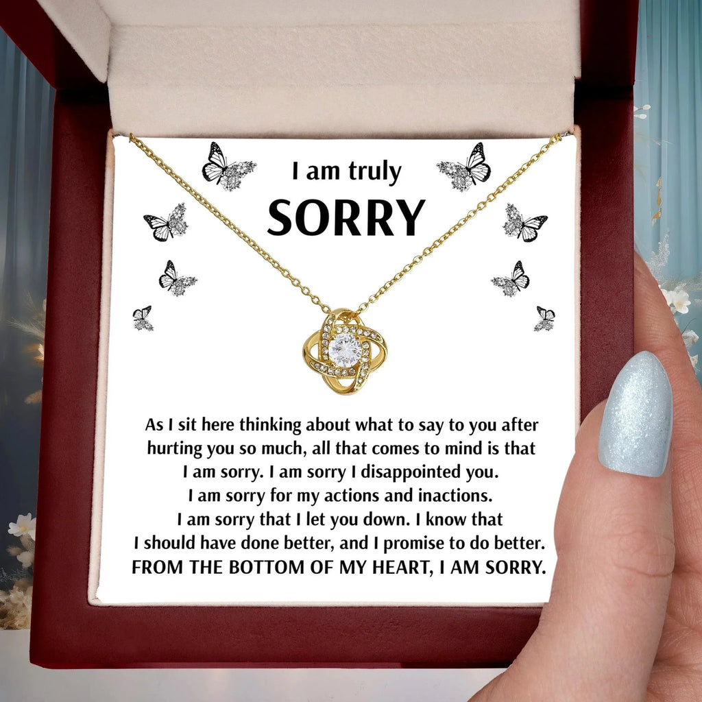 Apology Gift for Girlfriend, Wife, Soulmate - Sorry, Done Better - Love Knot Pendant Necklace