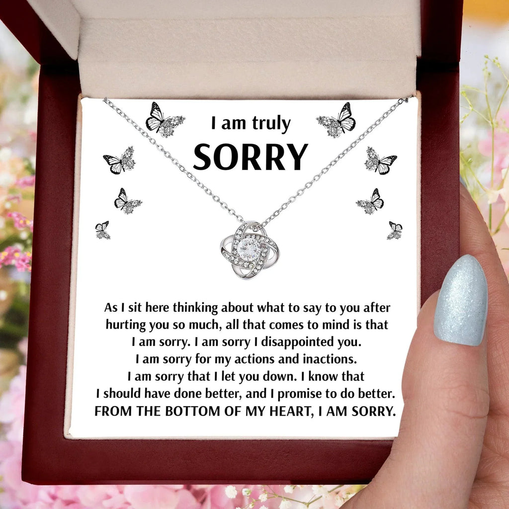 Apology Gift for Girlfriend, Wife, Soulmate - Sorry, Done Better - Love Knot Pendant Necklace