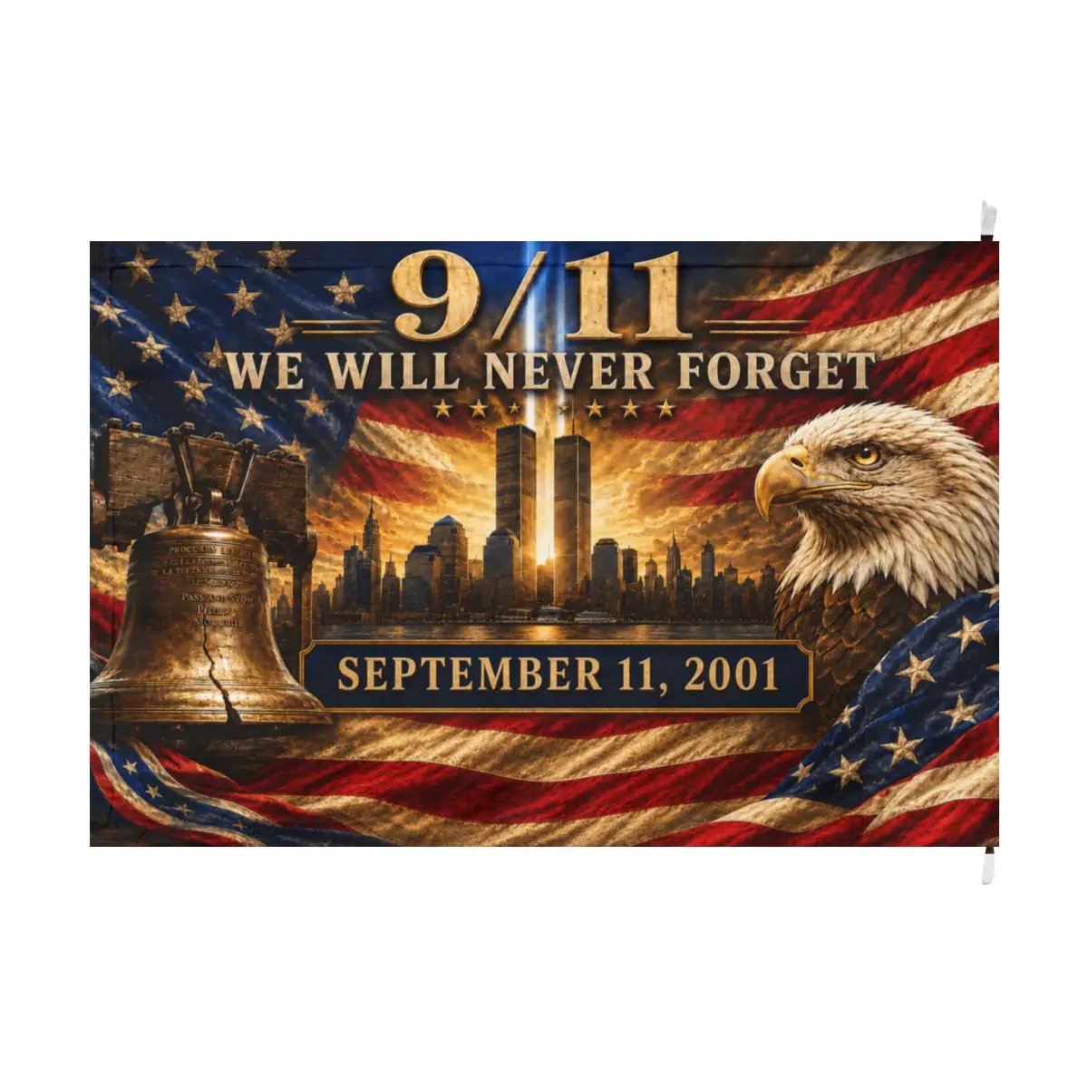 Twin Towers Remembrance Double Sided Flag - 9/11 Flag, We Will Never Forget Flag, September 11 Memorial, Patriot Day Decor