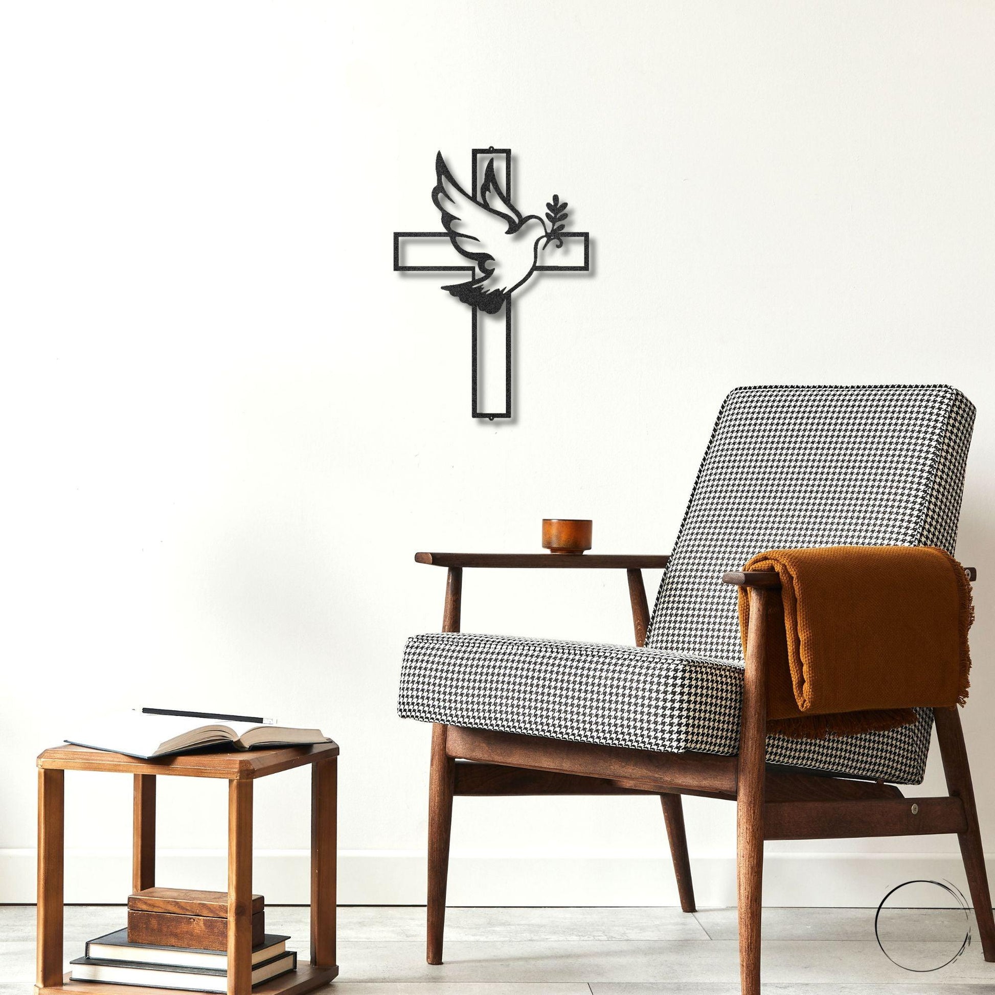 Dove and Cross Personalized Name Indoor Outdoor Steel Wall Sign Metal Art - Mallard Moon Gift Shop