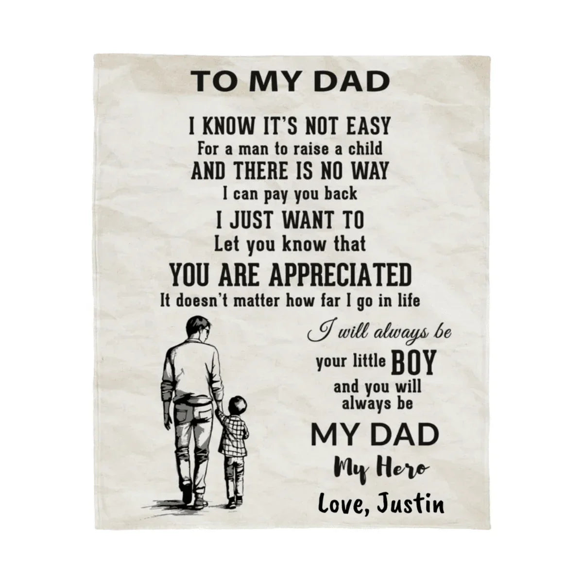 To My Dad - I Will Always Be Your Little Boy Personalized Jersey Fleece Blanket