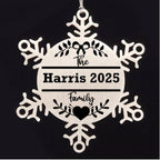 Personalized Family Name Laser Engraved Stainless Steel Snowflake Tree Ornament