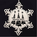 Personalized Snowflake Christmas Tree Ornament Family Name Laser Engraved Stainless Steel Keepsake