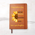 Gift for Mom Personalized Sunflower Graphic Leather Journal