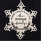 Personalized Merry Christmas Y'all Stainless Steel Laser Engraved Snowflake Tree Ornament