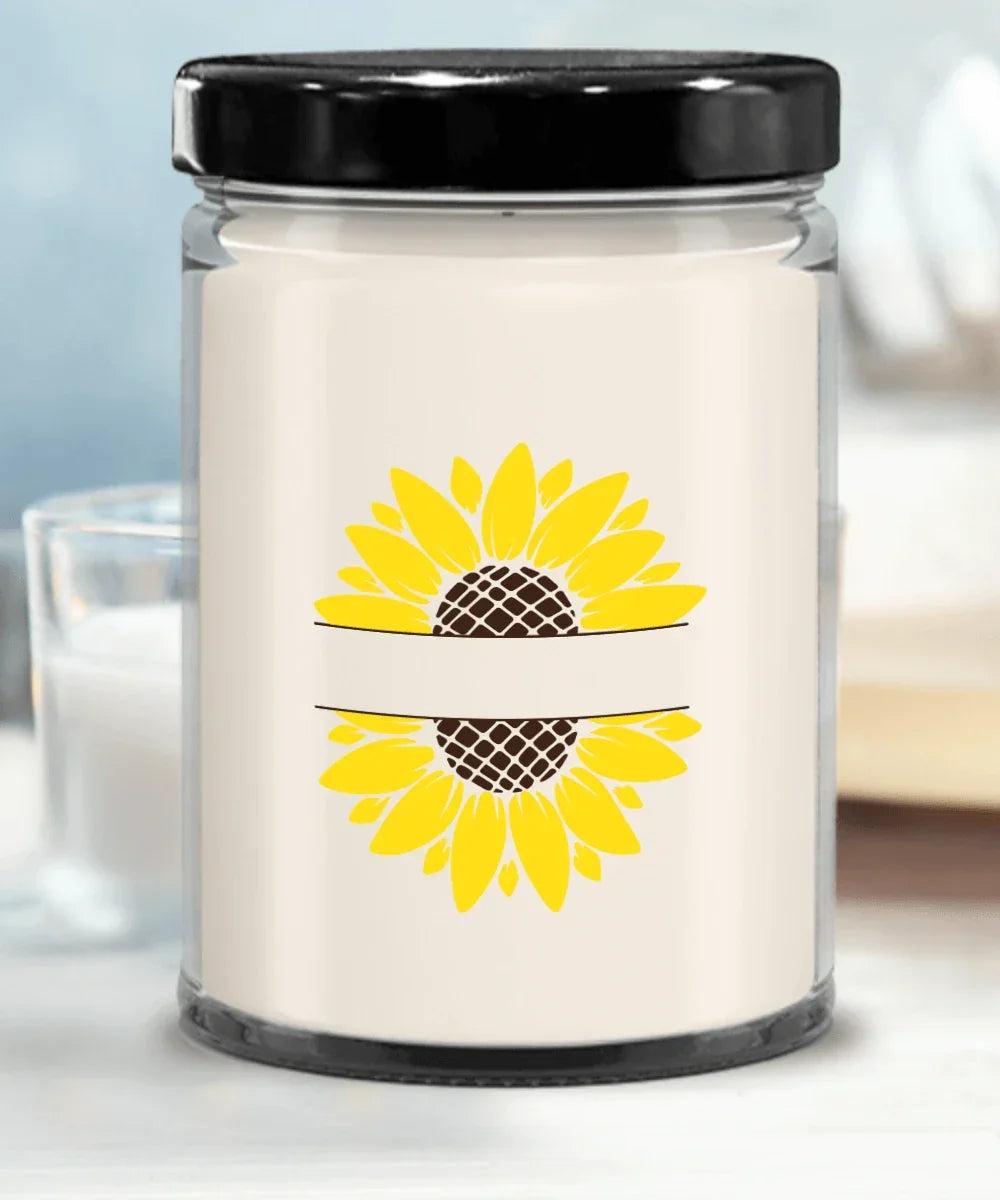 Sunflower Monogram Soy Scented Container Jar Candle