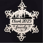 Personalized Family Name Christmas Laser Engraved Stainless Steel Snowflake Tree Ornament