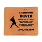 Baseball Player Personalized Graphic Leather Wallet
