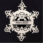 Personalized Gingerbread Man Snowflake Wreath Tree Ornament Family Name Laser Engraved Stainless Steel