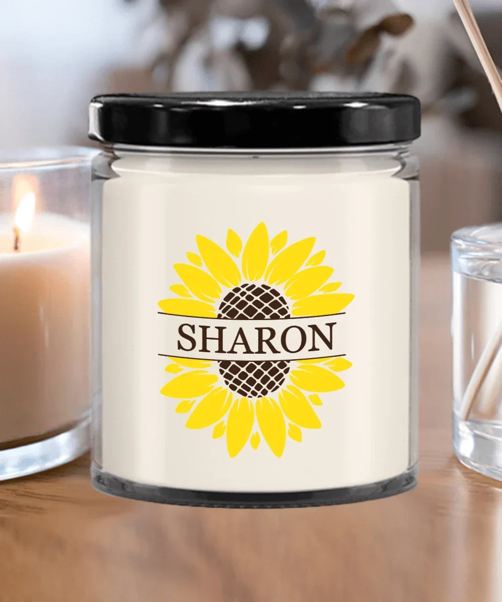Sunflower Monogram Soy Scented Container Jar Candle