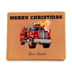 Firefighter Gift Wallet – Personalized Cowhide Leather with Custom Truck, Message & Signature