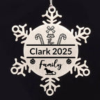 Personalized Family Name Candy Cane Ornament Laser Engraved Stainless Steel Snowflake Durable Shatterproof Tree Trimming