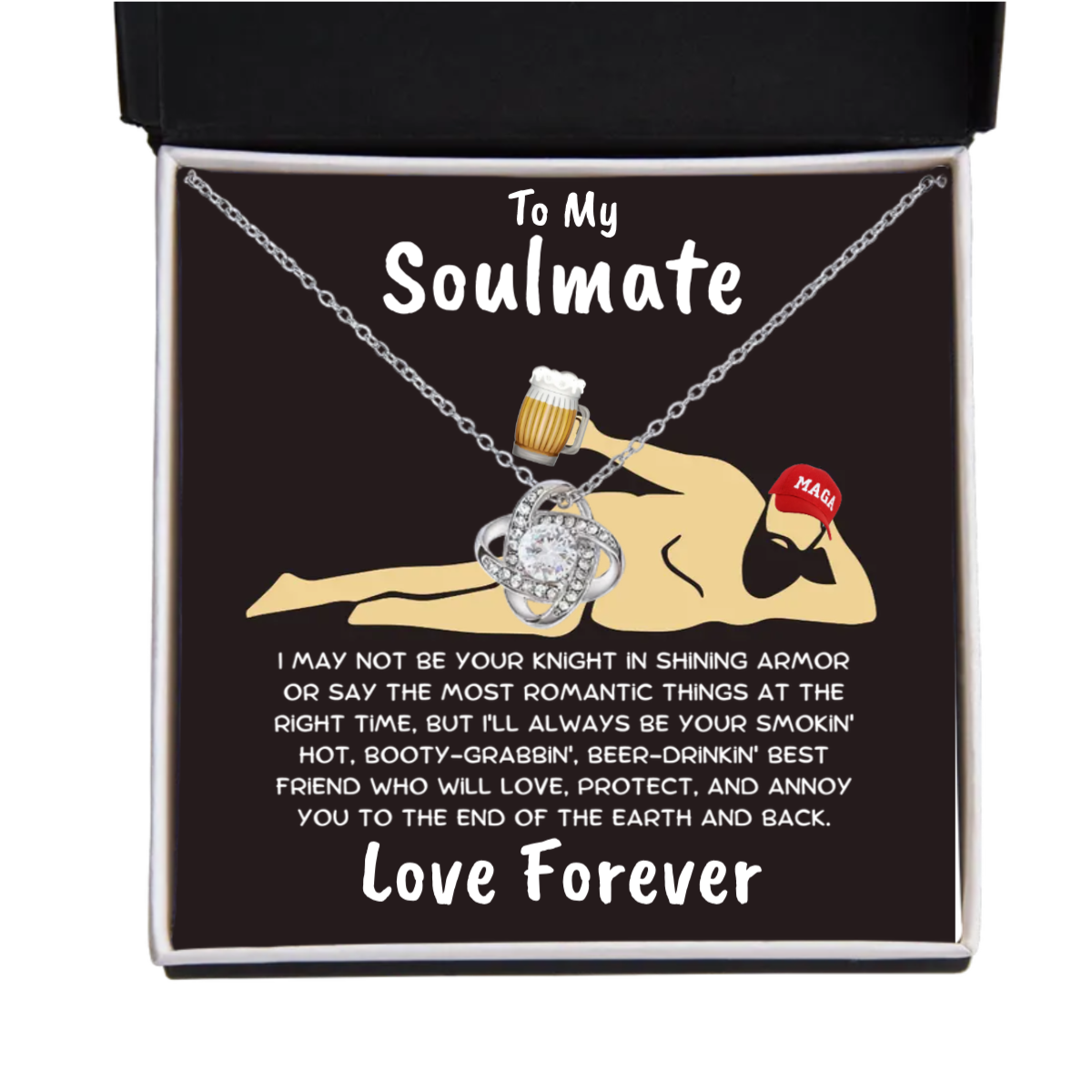 To My Soulmate Dazzling Love Knot Necklace with Message Card and Gift Box - Mallard Moon Gift Shop