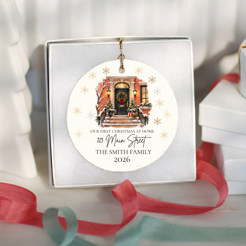 Personalized First Christmas in New Home Ornament, Custom Address Christmas Ornament, New Homeowner Gift, Family Housewarming Keepsake