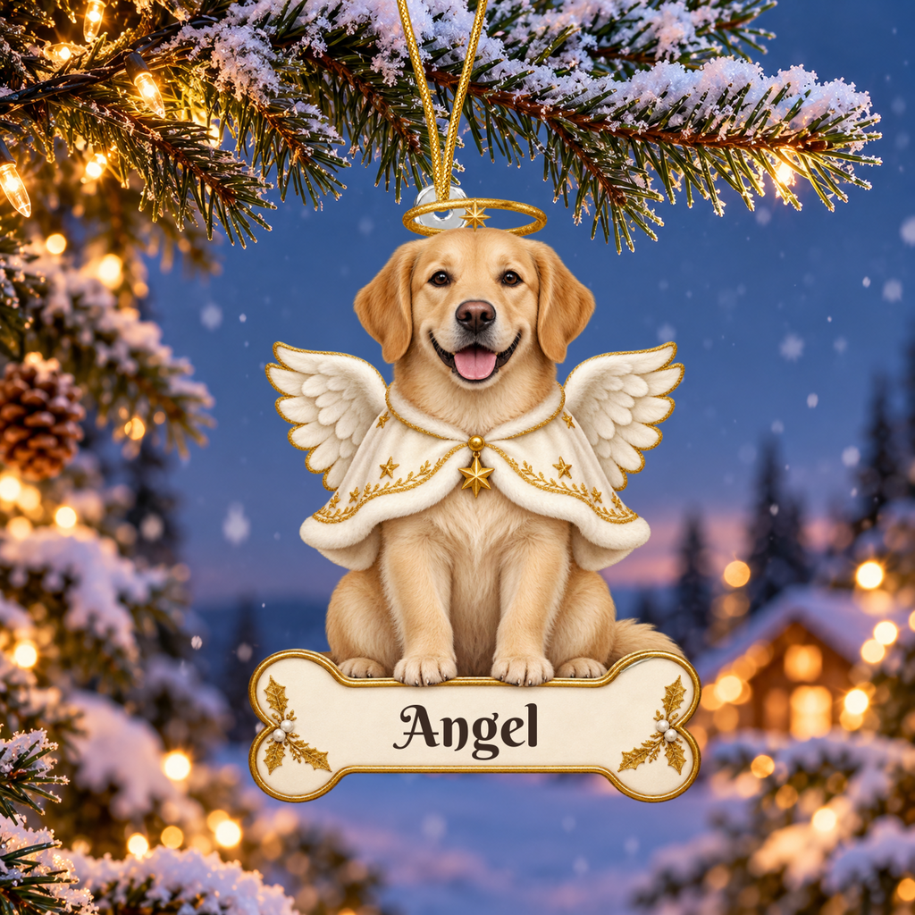 Personalized Angel Dog Christmas Ornament from Photo, Custom Pet Memorial Ornament, Dog Angel Wings Acrylic Cutout, Pet Remembrance Gift