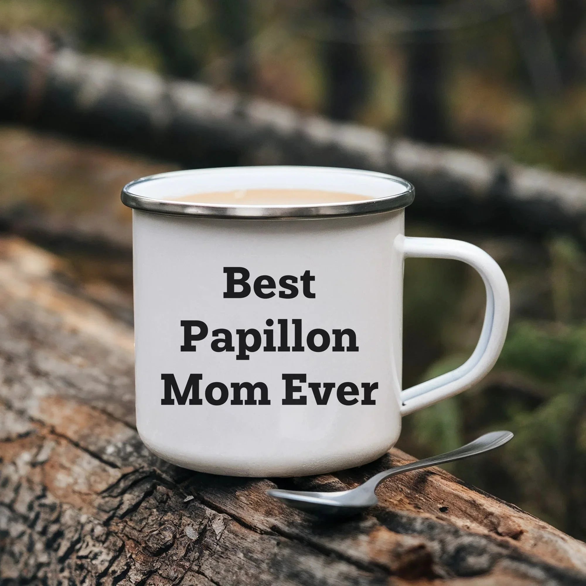 Papillon Dog Lover Gifts from Best Mom Ever - Valentine's Unique Camping Mug for Papillon Dog Owners, Funny Quote, 12 oz Stainless Steel with Enamel Finish