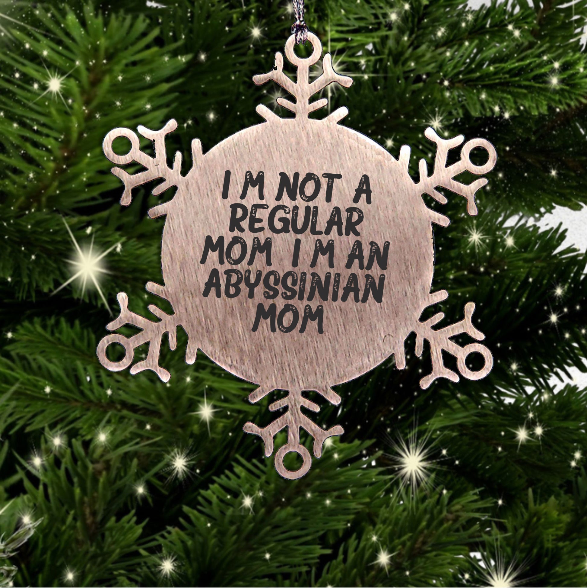 Abyssinian Cat Mom Snowflake Ornament, Funny Christmas Unique Gift for Abyssinian Cat Lover from Mom, Unique Snowflake Ornament, Shatterproof, 3.14 inches