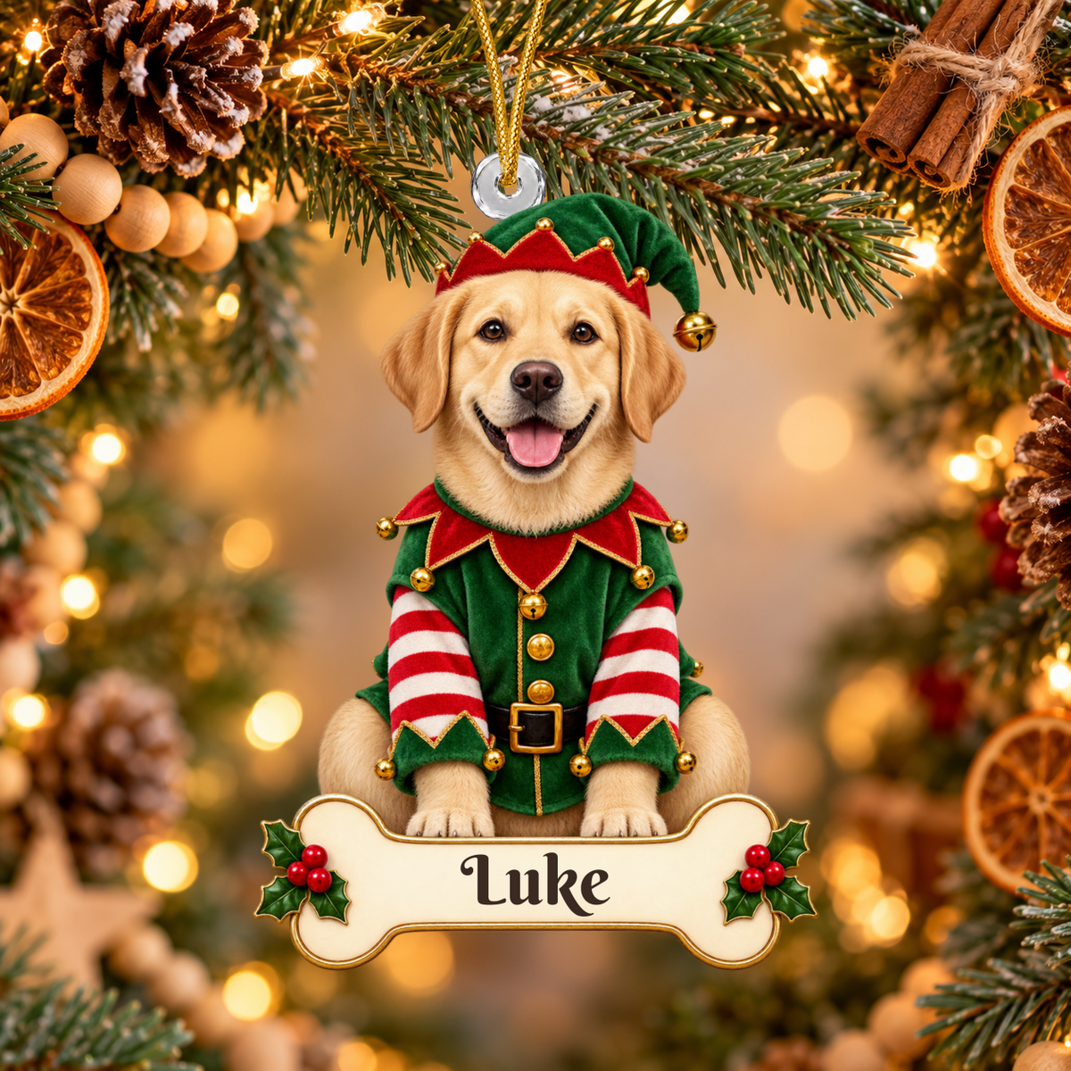 Personalized Christmas Elf Christmas Ornament, Custom Acrylic Ornament, Holiday Gift, Custom Name Keepsake