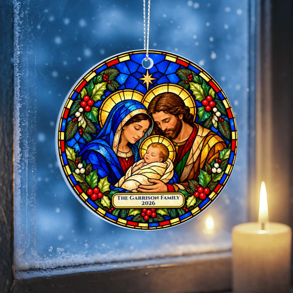 Nativity Christmas Ornament, Personalized Holy Family Ornament, Baby Jesus Christmas Gift, Religious Christian Ornament, Nativity Keepsake