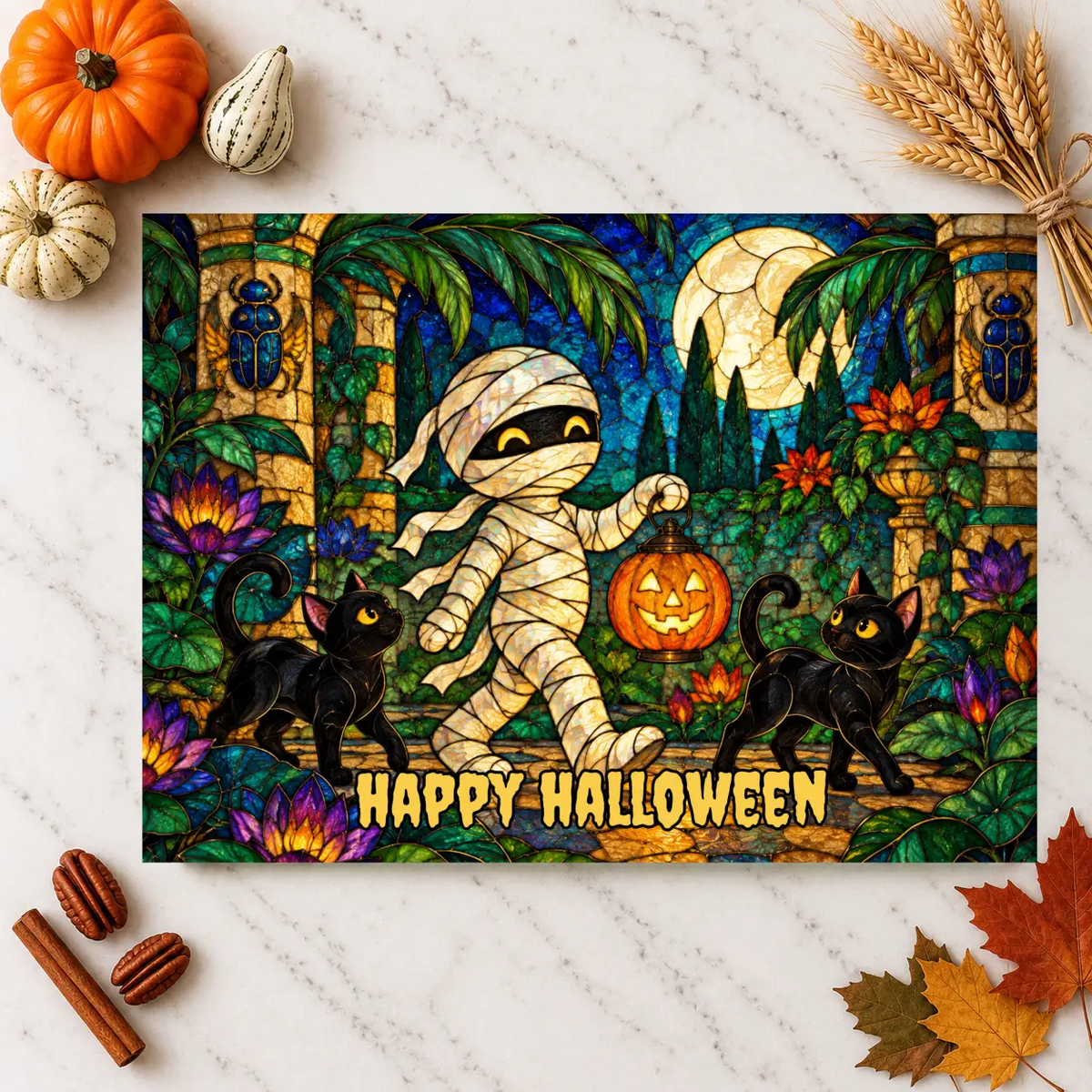 Halloween Mummy Personalized Glass Cutting Board, Spooky Kitchen Decor