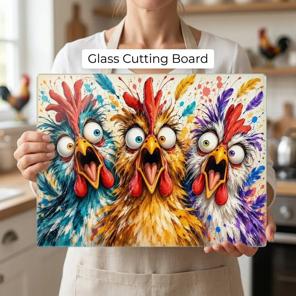 Funny Screaming Chickens Cutting Board, Personalized Chicken Gift, Screaming Chicken Kitchen Decor, Custom Hen Cutting Board, Chicken Lover Gift
