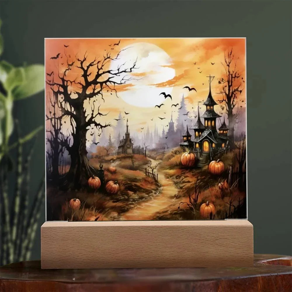 Eerie Mansion Estate: Acrylic Plaque Halloween Decor