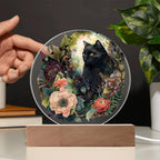Eerie Feline Shadow: Spooky Acrylic Decor