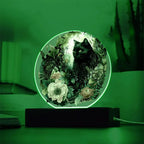 Eerie Feline Shadow: Spooky Acrylic Decor