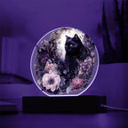 Eerie Feline Shadow: Spooky Acrylic Decor