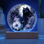 Eerie Feline Shadow: Spooky Acrylic Decor
