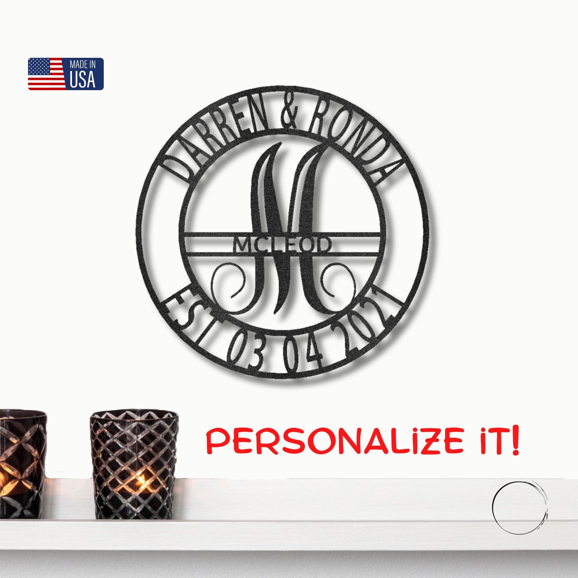 Elaborate Name Personalized Indoor Outdoor Steel Wall Sign Metal Art - Mallard Moon Gift Shop