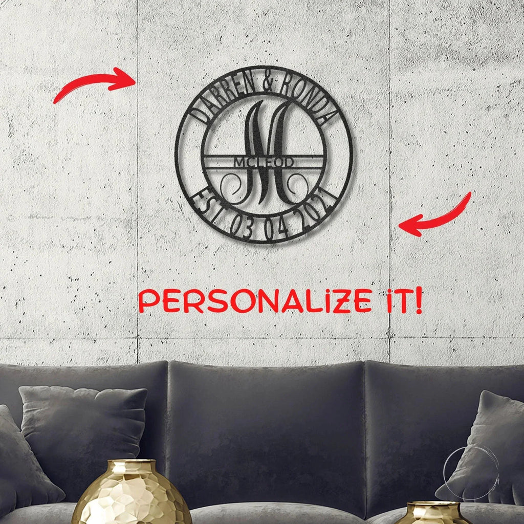 Elaborate Name Personalized Indoor Outdoor Steel Wall Sign Metal Art