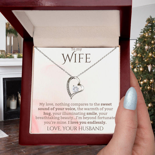 To My Wife - I Love You Endlessly - Forever Love Heart Pendant Necklace - Mallard Moon Gift Shop