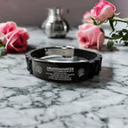 Granddaughter Engraved Black Glidelock Clasp Bracelet, Motivational Heartfelt Birthday, Christmas Holiday Gifts For Granddaughter, You are Braver than you Believe, Loved More than you Know