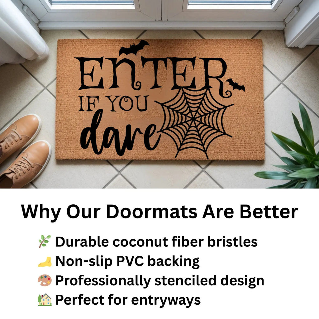 Enter If You Dare Doormat – Spooky Halloween Outdoor Coir Mat Décor