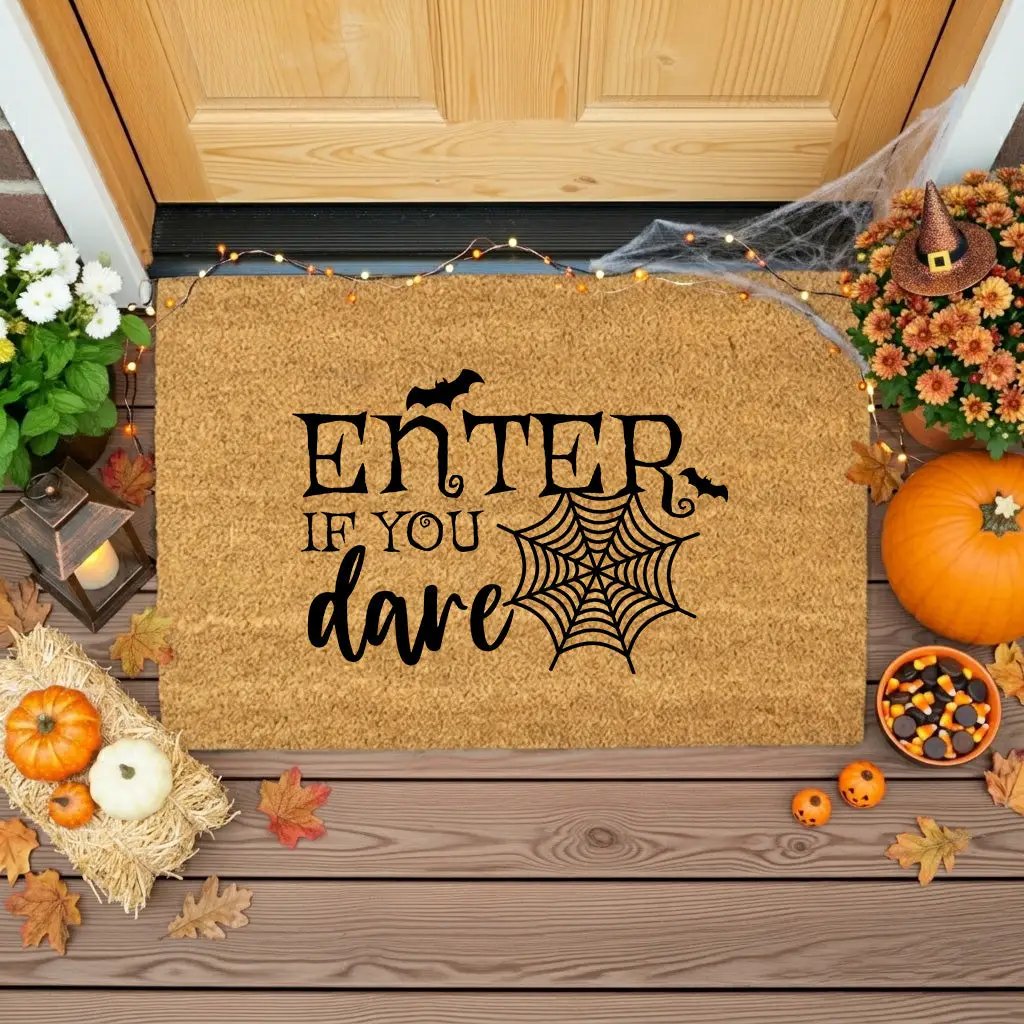 Enter If You Dare Doormat – Spooky Halloween Outdoor Coir Mat Décor