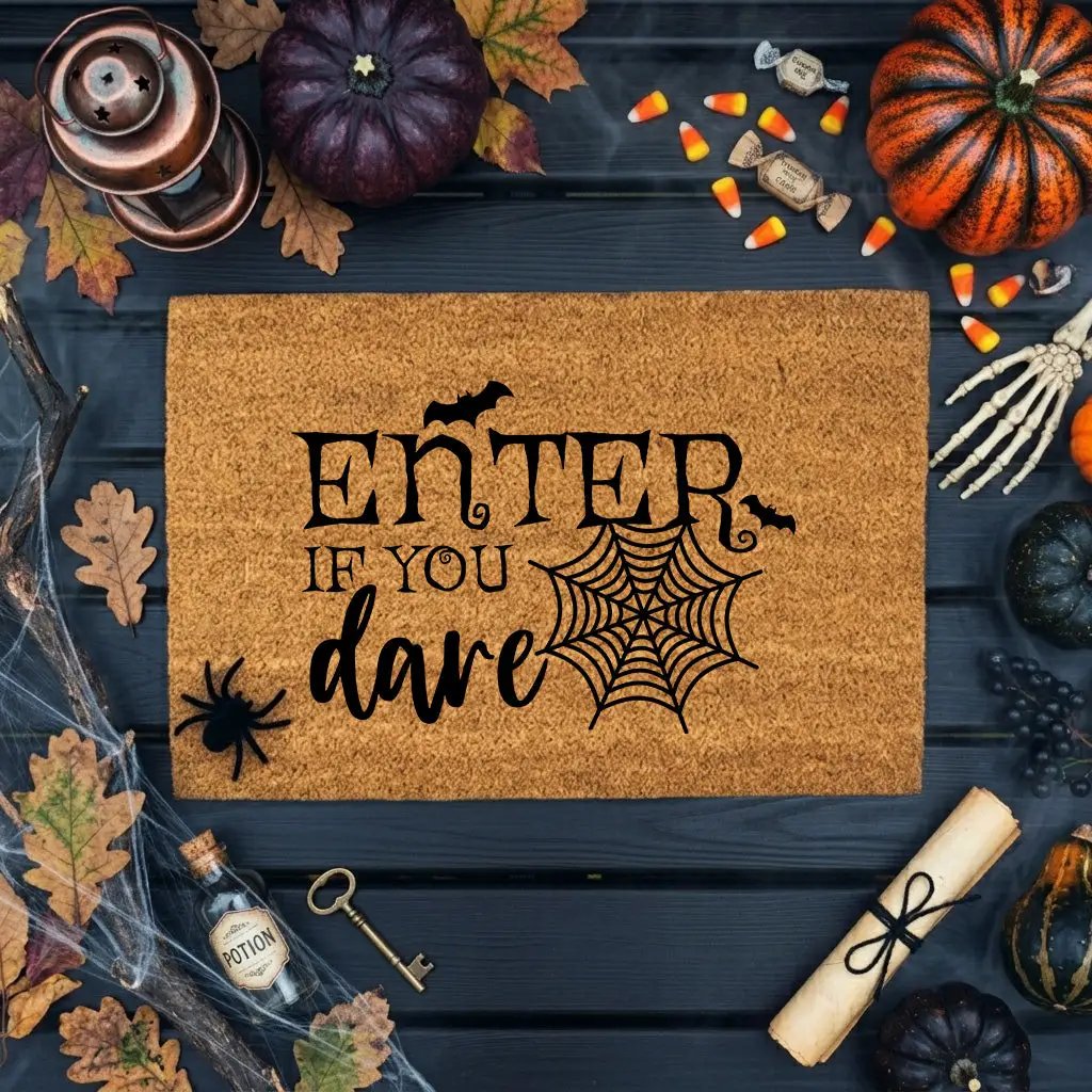 Enter If You Dare Doormat – Spooky Halloween Outdoor Coir Mat Décor