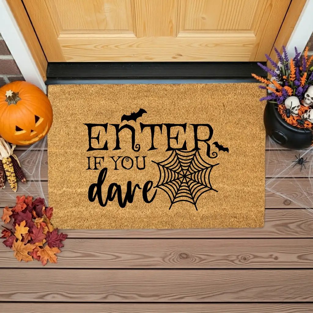 Enter If You Dare Doormat – Spooky Halloween Outdoor Coir Mat Décor