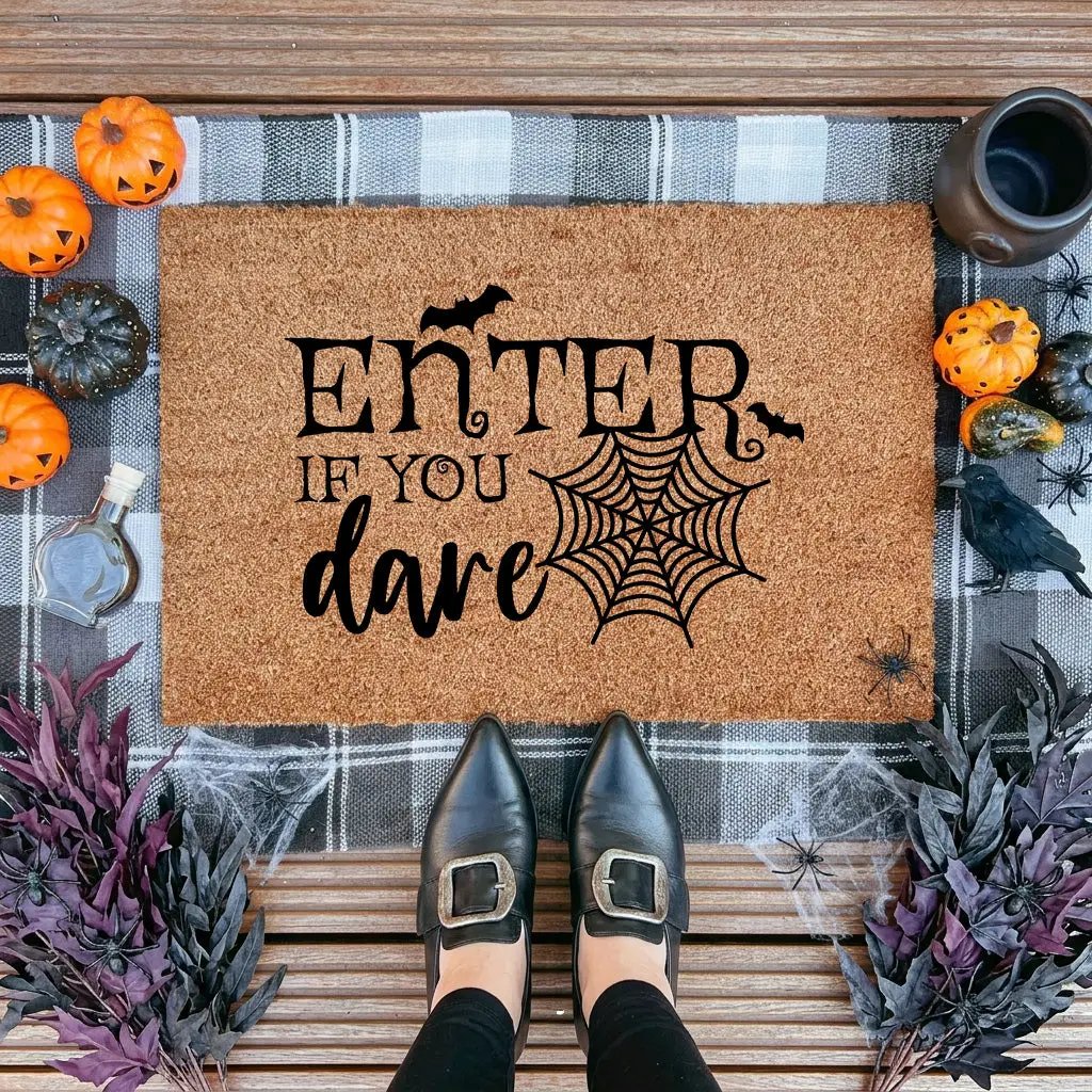 Enter If You Dare Doormat – Spooky Halloween Outdoor Coir Mat Décor