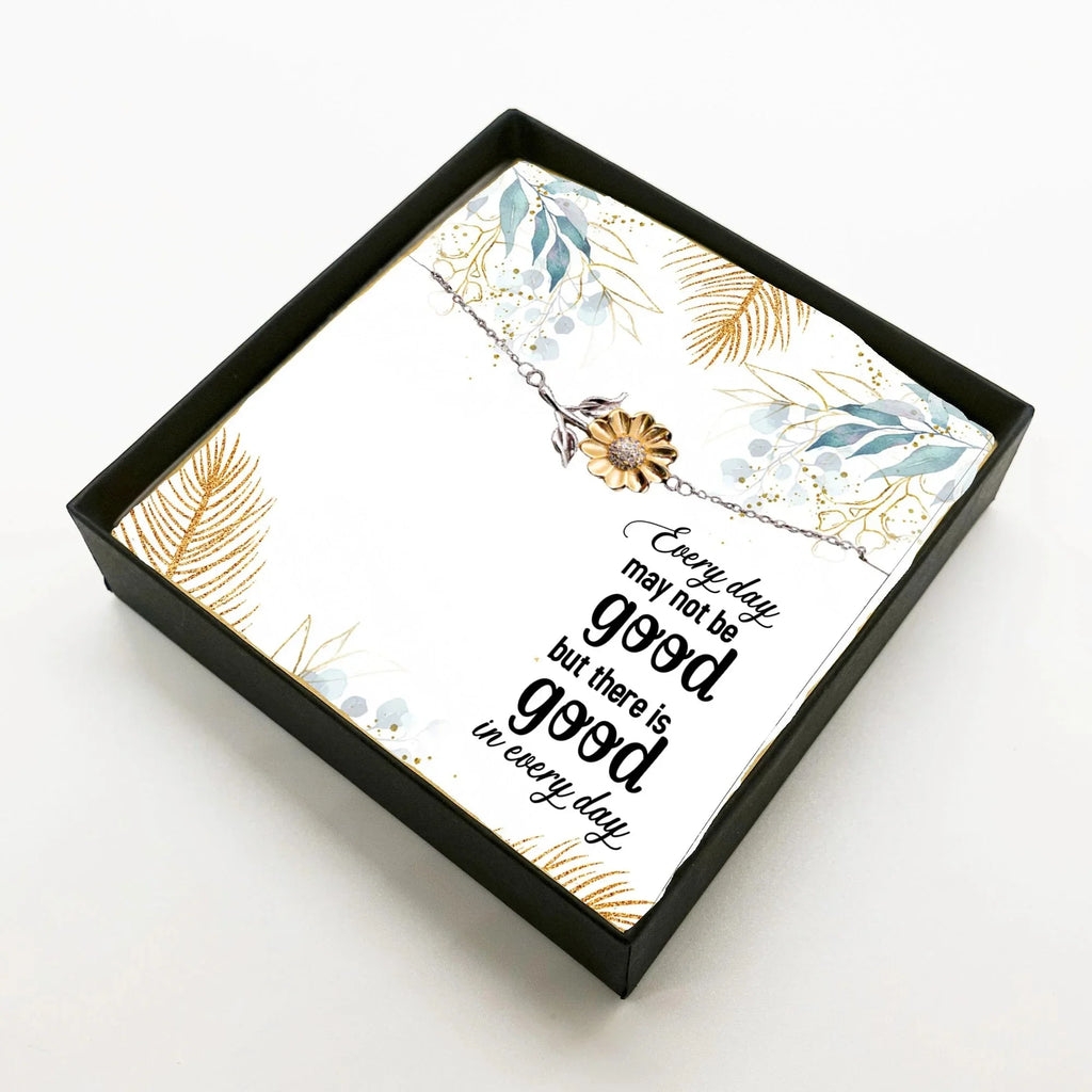 Sunflower Bracelet for Women & Teens – Sterling Silver with 18K Gold-Plated Petals – Inspirational Jewelry Gift with Motivational Message Card