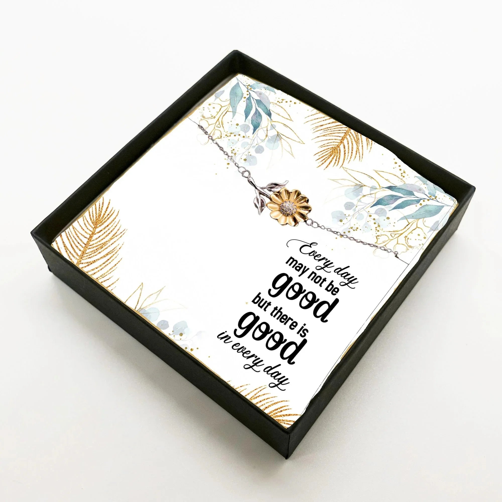 Sunflower Bracelet for Women & Teens – Sterling Silver with 18K Gold-Plated Petals – Inspirational Jewelry Gift with Motivational Message Card